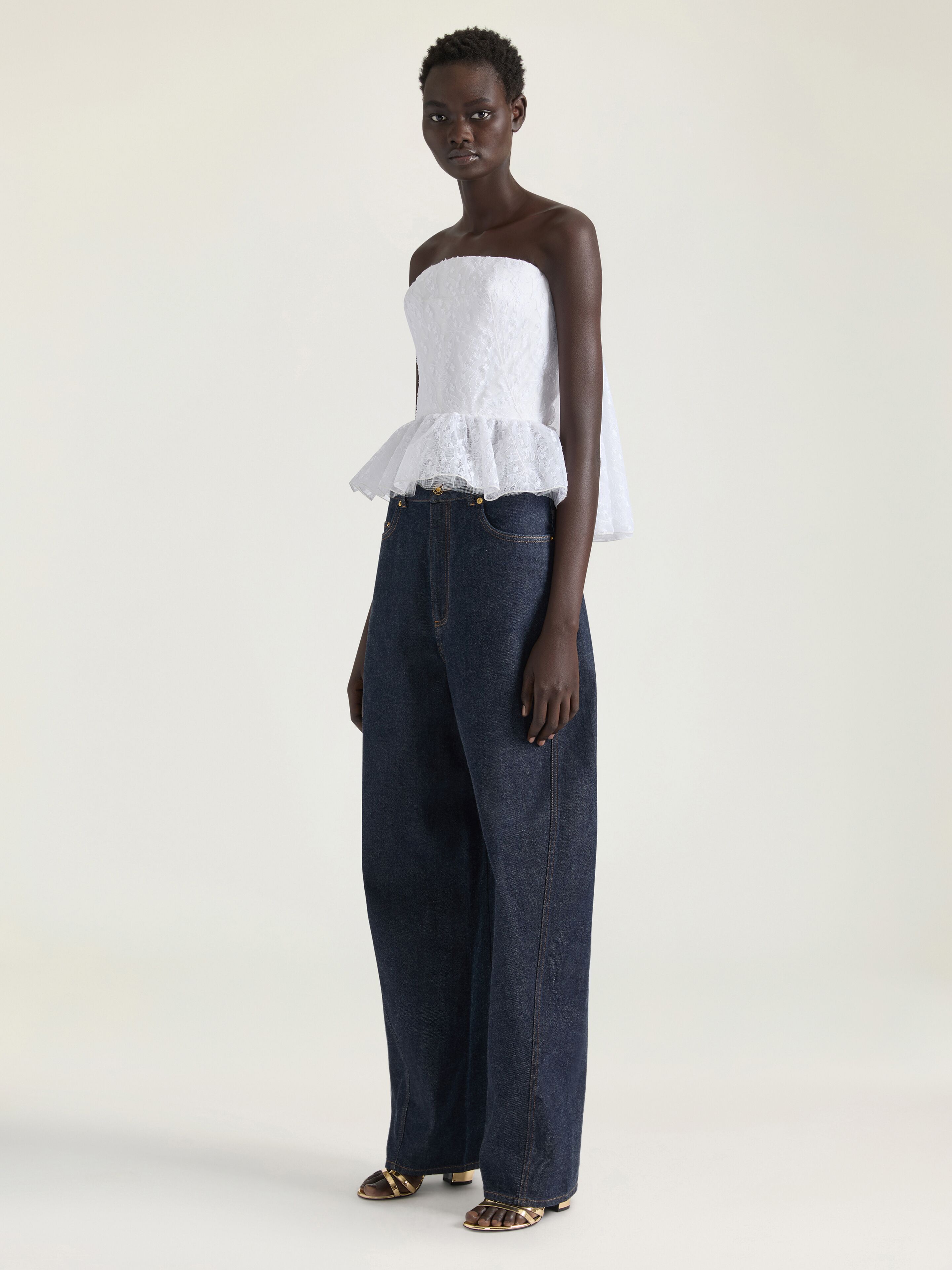 Bustier cape back top in lace